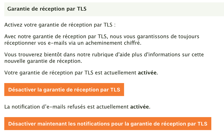 Nouveau : la garantie de réception par TLS
