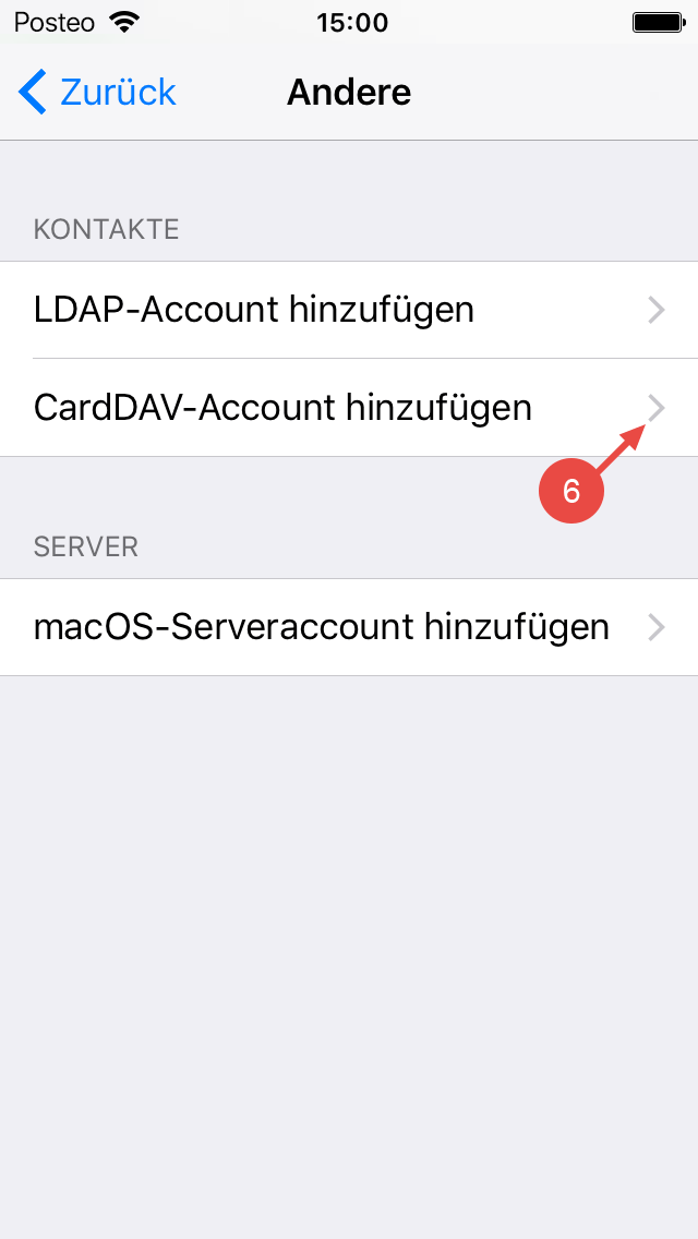 Wählen Sie "CardDAV-Account hinzufügen".