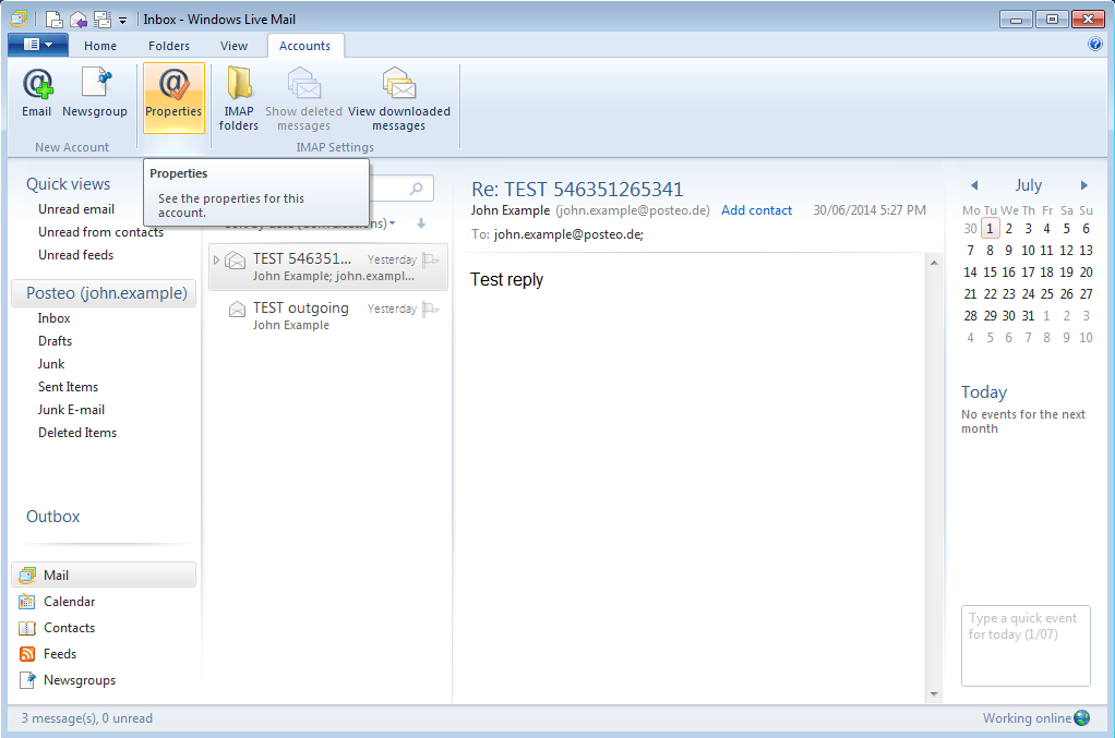 Help How Do I Set Up Posteo In Windows Live Mail Posteo De