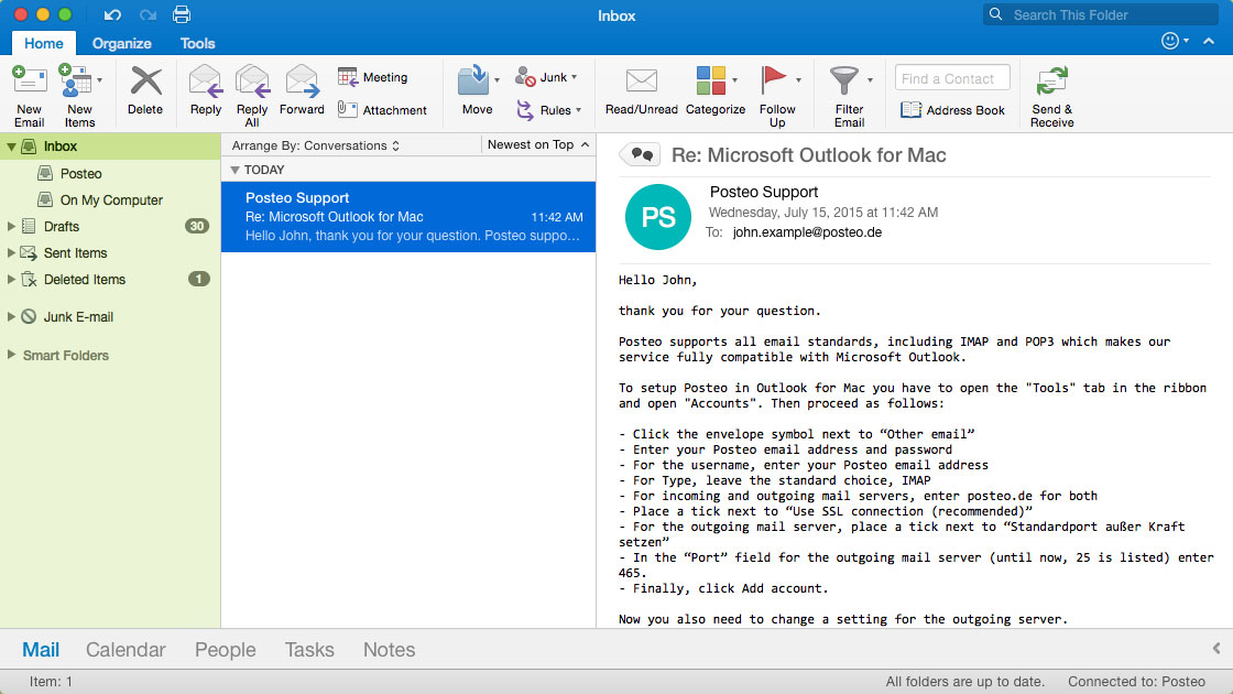 where does outlook for mac store emails