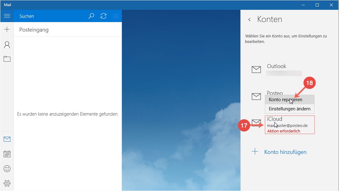 windows 10 mail ansicht ändern