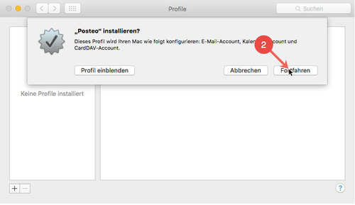 Posteo-Profil in Mac OS X installieren: Schritt 2